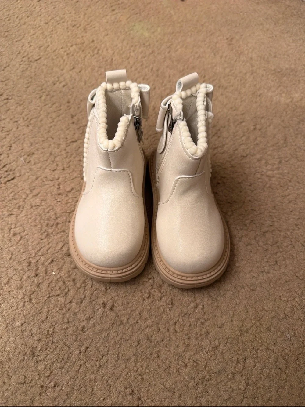 Kids Cream Ankle Boots